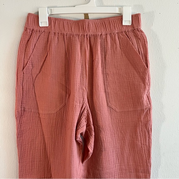 Marine Layer Pants Paula Easy Tapered Gauzy Cotton Pant in Rosette Pink Sz M NWT - Picture 7 of 16